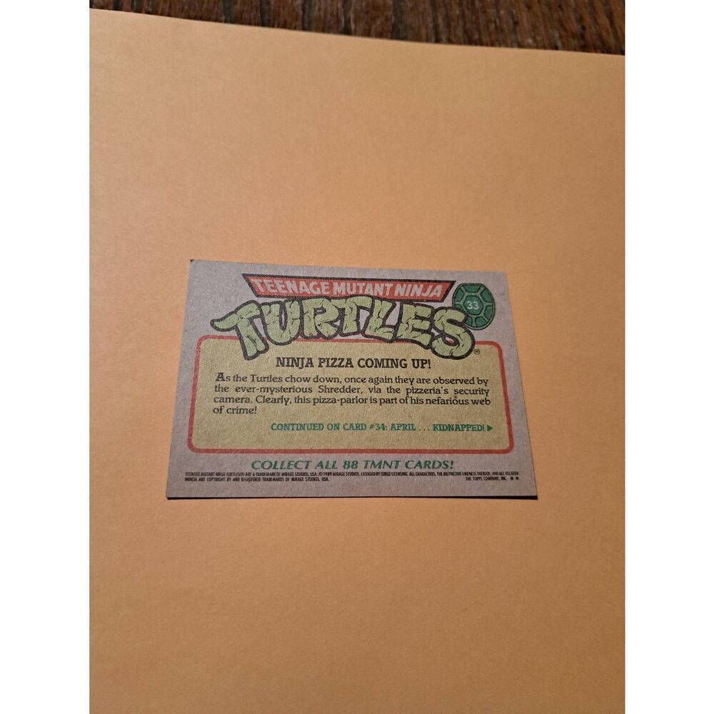 1989 Topps TMNT Ninja Pizza Coming Up Trading Card 33 Teenage Mutant Ninja - Picture 2 of 2